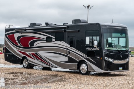 7-16-21 &lt;a href=&quot;http://www.mhsrv.com/thor-motor-coach/&quot;&gt;&lt;img src=&quot;http://www.mhsrv.com/images/sold-thor.jpg&quot; width=&quot;383&quot; height=&quot;141&quot; border=&quot;0&quot;&gt;&lt;/a&gt;  The New 2021 Thor Motor Coach Palazzo Diesel Pusher Model 37.5 Bath &amp; 1/2 features theater seats, a power drop down loft, 100-watt solar charging system, 340 HP Cummins diesel engine with 700 lbs. of torque and a Freightliner XC chassis. This RV also includes the Studio Collection package! Standard features include bluetooth soundbar &amp; large LED Tv in the exterior entertainment center, induction cooktop, touchscreen multiplex control system with smartphone app, Winegard ConnecT 2.0 4G/Wi-Fi system, 360 Siphon Vent cap and metal adjustable shelving hardware throughout. The Palazzo also features a Carefree Latitude legless awning with Fixguard weather wrap, invisible front paint protection &amp; front electric drop-down overhead loft, 6,000 Onan diesel generator with AGS, solid surface counters, power driver&#39;s seat, inverter, residential refrigerator, solid surface countertops, (2) ducted roof A/C units, 3-camera monitoring system, one piece windshield, fiberglass storage compartments, fully automatic hydraulic leveling system, automatic entry step and much more. For more complete details on this unit and our entire inventory including brochures, window sticker, videos, photos, reviews &amp; testimonials as well as additional information about Motor Home Specialist and our manufacturers please visit us at MHSRV.com or call 800-335-6054. At Motor Home Specialist, we DO NOT charge any prep or orientation fees like you will find at other dealerships. All sale prices include a 200-point inspection, interior &amp; exterior wash, detail service and a fully automated high-pressure rain booth test and coach wash that is a standout service unlike that of any other in the industry. You will also receive a thorough coach orientation with an MHSRV technician, an RV Starter&#39;s kit, a night stay in our delivery park featuring landscaped and covered pads with full hook-ups and much more! Read Thousands upon Thousands of 5-Star Reviews at MHSRV.com and See What They Had to Say About Their Experience at Motor Home Specialist. WHY PAY MORE?... WHY SETTLE FOR LESS?