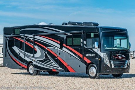 7-2-21 &lt;a href=&quot;http://www.mhsrv.com/thor-motor-coach/&quot;&gt;&lt;img src=&quot;http://www.mhsrv.com/images/sold-thor.jpg&quot; width=&quot;383&quot; height=&quot;141&quot; border=&quot;0&quot;&gt;&lt;/a&gt;  MSRP $239,138  New 2021 Thor Motor Coach Outlaw Toy Hauler model 38KB is approximately 39 feet 9 inches in length with 2 slide-out rooms, high polished aluminum wheels, residential refrigerator, electric rear patio awning, bug screen curtain in the garage, roller shades on the driver &amp; passenger windows, as well as drop down ramp door with spring assist &amp; railing for patio use. This beautiful new motorhome also features the new Ford chassis with 7.3L PFI V-8, 350HP, 468 ft. lbs. torque engine, a 6-speed TorqShift&#174; automatic transmission, an updated instrument cluster, automatic headlights and a tilt/telescoping steering wheel. Options include the beautiful full body exterior, leatherette jackknife sofas in garage and frameless dual pane windows. New features for 2021 include all new full body paint exteriors, general d&#233;cor updates throughout the coach, roller shade on the windshield, solar charging system with power controller and much more. The Outlaw toy hauler RV has an incredible list of standard features including beautiful wood &amp; interior decor packages, LED TVs, (3) A/C units, power patio awing with integrated LED lighting, dual side entrance doors, 1-piece windshield, a 5500 Onan generator, 3 camera monitoring system, automatic leveling system, Soft Touch leather furniture and day/night shades. For additional details on this unit and our entire inventory including brochures, window sticker, videos, photos, reviews &amp; testimonials as well as additional information about Motor Home Specialist and our manufacturers please visit us at MHSRV.com or call 800-335-6054. At Motor Home Specialist, we DO NOT charge any prep or orientation fees like you will find at other dealerships. All sale prices include a 200-point inspection, interior &amp; exterior wash, detail service and a fully automated high-pressure rain booth test and coach wash that is a standout service unlike that of any other in the industry. You will also receive a thorough coach orientation with an MHSRV technician, a night stay in our delivery park featuring landscaped and covered pads with full hook-ups and much more! Read Thousands upon Thousands of 5-Star Reviews at MHSRV.com and See What They Had to Say About Their Experience at Motor Home Specialist. WHY PAY MORE? WHY SETTLE FOR LESS?