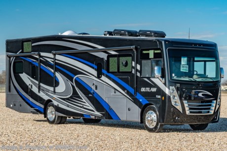 7-2-21 &lt;a href=&quot;http://www.mhsrv.com/thor-motor-coach/&quot;&gt;&lt;img src=&quot;http://www.mhsrv.com/images/sold-thor.jpg&quot; width=&quot;383&quot; height=&quot;141&quot; border=&quot;0&quot;&gt;&lt;/a&gt;  MSRP $239,138  New 2021 Thor Motor Coach Outlaw Toy Hauler model 38KB is approximately 39 feet 9 inches in length with 2 slide-out rooms, high polished aluminum wheels, residential refrigerator, electric rear patio awning, bug screen curtain in the garage, roller shades on the driver &amp; passenger windows, as well as drop down ramp door with spring assist &amp; railing for patio use. This beautiful new motorhome also features the new Ford chassis with 7.3L PFI V-8, 350HP, 468 ft. lbs. torque engine, a 6-speed TorqShift&#174; automatic transmission, an updated instrument cluster, automatic headlights and a tilt/telescoping steering wheel. Options include the beautiful full body exterior, leatherette jackknife sofas in garage and frameless dual pane windows. New features for 2021 include all new full body paint exteriors, general d&#233;cor updates throughout the coach, roller shade on the windshield, solar charging system with power controller and much more. The Outlaw toy hauler RV has an incredible list of standard features including beautiful wood &amp; interior decor packages, LED TVs, (3) A/C units, power patio awing with integrated LED lighting, dual side entrance doors, 1-piece windshield, a 5500 Onan generator, 3 camera monitoring system, automatic leveling system, Soft Touch leather furniture and day/night shades. For additional details on this unit and our entire inventory including brochures, window sticker, videos, photos, reviews &amp; testimonials as well as additional information about Motor Home Specialist and our manufacturers please visit us at MHSRV.com or call 800-335-6054. At Motor Home Specialist, we DO NOT charge any prep or orientation fees like you will find at other dealerships. All sale prices include a 200-point inspection, interior &amp; exterior wash, detail service and a fully automated high-pressure rain booth test and coach wash that is a standout service unlike that of any other in the industry. You will also receive a thorough coach orientation with an MHSRV technician, a night stay in our delivery park featuring landscaped and covered pads with full hook-ups and much more! Read Thousands upon Thousands of 5-Star Reviews at MHSRV.com and See What They Had to Say About Their Experience at Motor Home Specialist. WHY PAY MORE? WHY SETTLE FOR LESS?