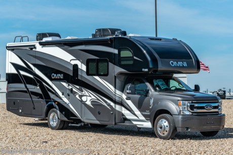 New 2021 Thor Motor Coach Omni XG32 4x4 Super C is approximately 33 feet 6 inches in length with 2 slides and is powered by the Ford&#174; 6.7L Power Stroke&#174; V8 turbo diesel engine with 330HP, 825 lb.-ft. torque and 10 speed transmission with selectable drive modes including Tow/Haul, Eco, Deep Sand/Snow. Also includes a SYNC 3 Enhanced Voice Recognition Communications and Entertainment System, 8&quot; Color LCD touchscreen with swiping capability, 911 assist, AppLink and smart-charging USB ports and navigation. New features for 2021 include general d&#233;cor updates throughout the coach, HDMI switcher on all TVs, solar charging system with power controller, lights now deploy in the arms of the Care Free awning, new grill, automatic head lights and the FordPass Connect 4G Wi-Fi modem.  This beautiful RV features the optional single child safety tether. The Omni Super C also features a 3 camera monitoring system, aluminum wheels, automatic leveling jacks, power patio awning with LED lighting, frameless windows, keyless entry, residential refrigerator, large OTR convection microwave, solid surface kitchen counter top, ball bearing drawer guides, king size bed, large TV in living area, exterior entertainment center with sound bar, 6KW Onan diesel generator with automatic generator start, multiplex wiring control system, tankless water heater, 1800-watt inverter and much more. For additional details on this unit and our entire inventory including brochures, window sticker, videos, photos, reviews &amp; testimonials as well as additional information about Motor Home Specialist and our manufacturers please visit us at MHSRV.com or call 800-335-6054. At Motor Home Specialist, we DO NOT charge any prep or orientation fees like you will find at other dealerships. All sale prices include a 200-point inspection, interior &amp; exterior wash, detail service and a fully automated high-pressure rain booth test and coach wash that is a standout service unlike that of any other in the industry. You will also receive a thorough coach orientation with an MHSRV technician, a night stay in our delivery park featuring landscaped and covered pads with full hook-ups and much more! Read Thousands upon Thousands of 5-Star Reviews at MHSRV.com and See What They Had to Say About Their Experience at Motor Home Specialist. WHY PAY MORE? WHY SETTLE FOR LESS?