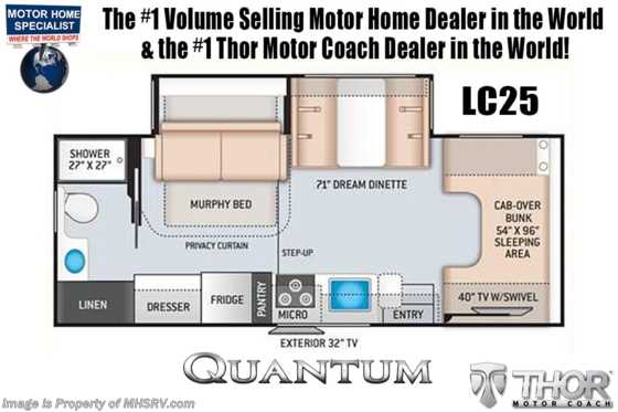 2022 Thor Motor Coach Quantum LC25 W/ Luxury Collection, Solar, 15K A/C &amp; Ext TV Floorplan