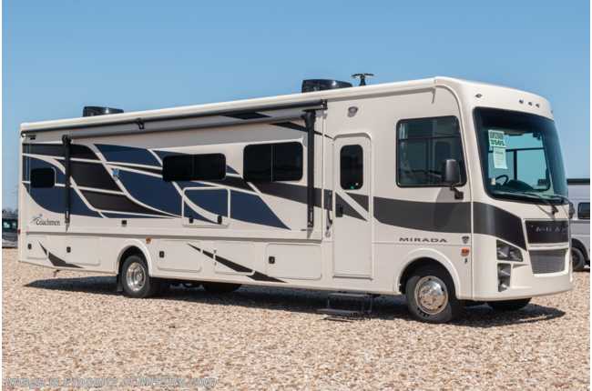 2022 Coachmen Mirada 35OS W/ Theater Seats, King Bed w/ Storage System, Solar, Stack W/D, Ext TV &amp; More!