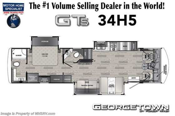 2022 Forest River Georgetown GT5 34H5 Bath &amp; 1/2 RV W/ 7KW Gen, Combo W/D, King Bed Floorplan