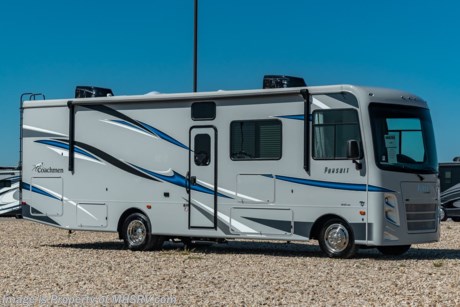 12/30/21  &lt;a href=&quot;http://www.mhsrv.com/coachmen-rv/&quot;&gt;&lt;img src=&quot;http://www.mhsrv.com/images/sold-coachmen.jpg&quot; width=&quot;383&quot; height=&quot;141&quot; border=&quot;0&quot;&gt;&lt;/a&gt; MSRP $161,431. The All New 2022 Coachmen Pursuit 31BH. This new Class A motor home is approximately 31 feet 9 inches length with a full wall slide, king size bed, new Ford chassis with 7.3L PFI V-8, 350HP, 468 ft. lbs. torque engine, a 6-speed TorqShift&#174; automatic transmission, an updated instrument cluster, automatic headlights and a tilt/telescoping steering wheel. Each Pursuit comes standard with self-closing drawer guides, hardwood cabinet doors, cockpit table, coach TV with DVD player, pantry, power bath vent, skylight, double coach battery, cruise control, back up monitor, power entrance step, power patio awning, hitch with 7-way plug, roof ladder and much more. For additional details on this unit and our entire inventory including brochures, window sticker, videos, photos, reviews &amp; testimonials as well as additional information about Motor Home Specialist and our manufacturers please visit us at MHSRV.com or call 800-335-6054. At Motor Home Specialist, we DO NOT charge any prep or orientation fees like you will find at other dealerships. All sale prices include a 200-point inspection, interior &amp; exterior wash, detail service and a fully automated high-pressure rain booth test and coach wash that is a standout service unlike that of any other in the industry. You will also receive a thorough coach orientation with an MHSRV technician, a night stay in our delivery park featuring landscaped and covered pads with full hook-ups and much more! Read Thousands upon Thousands of 5-Star Reviews at MHSRV.com and See What They Had to Say About Their Experience at Motor Home Specialist. WHY PAY MORE? WHY SETTLE FOR LESS?