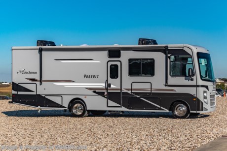 7/4/22  &lt;a href=&quot;http://www.mhsrv.com/coachmen-rv/&quot;&gt;&lt;img src=&quot;http://www.mhsrv.com/images/sold-coachmen.jpg&quot; width=&quot;383&quot; height=&quot;141&quot; border=&quot;0&quot;&gt;&lt;/a&gt;  MSRP $164,460. The All New 2022 Coachmen Pursuit 31BH. This new Class A motor home is approximately 31 feet 9 inches length with a full wall slide, king size bed, new Ford chassis with 7.3L PFI V-8, 350HP, 468 ft. lbs. torque engine, a 6-speed TorqShift&#174; automatic transmission, an updated instrument cluster, automatic headlights and a tilt/telescoping steering wheel. Each Pursuit comes standard with self-closing drawer guides, hardwood cabinet doors, cockpit table, coach TV with DVD player, pantry, power bath vent, skylight, double coach battery, cruise control, back up monitor, power entrance step, power patio awning, hitch with 7-way plug, roof ladder and much more. For additional details on this unit and our entire inventory including brochures, window sticker, videos, photos, reviews &amp; testimonials as well as additional information about Motor Home Specialist and our manufacturers please visit us at MHSRV.com or call 800-335-6054. At Motor Home Specialist, we DO NOT charge any prep or orientation fees like you will find at other dealerships. All sale prices include a 200-point inspection, interior &amp; exterior wash, detail service and a fully automated high-pressure rain booth test and coach wash that is a standout service unlike that of any other in the industry. You will also receive a thorough coach orientation with an MHSRV technician, a night stay in our delivery park featuring landscaped and covered pads with full hook-ups and much more! Read Thousands upon Thousands of 5-Star Reviews at MHSRV.com and See What They Had to Say About Their Experience at Motor Home Specialist. WHY PAY MORE? WHY SETTLE FOR LESS?