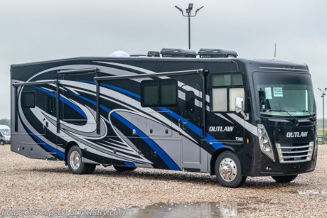 11-16-21 &lt;a href=&quot;http://www.mhsrv.com/thor-motor-coach/&quot;&gt;&lt;img src=&quot;http://www.mhsrv.com/images/sold-thor.jpg&quot; width=&quot;383&quot; height=&quot;141&quot; border=&quot;0&quot;&gt;&lt;/a&gt;  New 2022 Thor Motor Coach Outlaw Toy Hauler model 38MB is approximately 39 feet 9 inches in length with 2 slide-out rooms, high polished aluminum wheels, residential refrigerator, electric rear patio awning, bug screen curtain in the garage, roller shades on the driver &amp; passenger windows, as well as drop down ramp door with spring assist &amp; railing for patio use. This beautiful new motorhome also features the new Ford chassis with 7.3L PFI V-8, 350HP, 468 ft. lbs. torque engine, a 6-speed TorqShift&#174; automatic transmission, an updated instrument cluster, automatic headlights and a tilt/telescoping steering wheel. Options include the beautiful full body exterior, leatherette jackknife sofas in garage and frameless dual pane windows. The Outlaw toy hauler RV has an incredible list of standard features including beautiful wood &amp; interior decor packages, LED TVs, (3) A/C units, power patio awing with integrated LED lighting, dual side entrance doors, 1-piece windshield, a 5500 Onan generator, 3 camera monitoring system, automatic leveling system, Soft Touch leather furniture and day/night shades. For additional details on this unit and our entire inventory including brochures, window sticker, videos, photos, reviews &amp; testimonials as well as additional information about Motor Home Specialist and our manufacturers please visit us at MHSRV.com or call 800-335-6054. At Motor Home Specialist, we DO NOT charge any prep or orientation fees like you will find at other dealerships. All sale prices include a 200-point inspection, interior &amp; exterior wash, detail service and a fully automated high-pressure rain booth test and coach wash that is a standout service unlike that of any other in the industry. You will also receive a thorough coach orientation with an MHSRV technician, a night stay in our delivery park featuring landscaped and covered pads with full hook-ups and much more! Read Thousands upon Thousands of 5-Star Reviews at MHSRV.com and See What They Had to Say About Their Experience at Motor Home Specialist. WHY PAY MORE? WHY SETTLE FOR LESS?