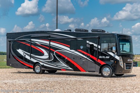 11-16-21 &lt;a href=&quot;http://www.mhsrv.com/thor-motor-coach/&quot;&gt;&lt;img src=&quot;http://www.mhsrv.com/images/sold-thor.jpg&quot; width=&quot;383&quot; height=&quot;141&quot; border=&quot;0&quot;&gt;&lt;/a&gt;  MSRP $266,866. New 2022 Thor Motor Coach Outlaw Toy Hauler model 38MB is approximately 39 feet 9 inches in length with 2 slide-out rooms, high polished aluminum wheels, residential refrigerator, electric rear patio awning, bug screen curtain in the garage, roller shades on the driver &amp; passenger windows, as well as drop down ramp door with spring assist &amp; railing for patio use. This beautiful new motorhome also features the new Ford chassis with 7.3L PFI V-8, 350HP, 468 ft. lbs. torque engine, a 6-speed TorqShift&#174; automatic transmission, an updated instrument cluster, automatic headlights and a tilt/telescoping steering wheel. Options include the beautiful full body exterior, leatherette jackknife sofas in garage and frameless dual pane windows. The Outlaw toy hauler RV has an incredible list of standard features including beautiful wood &amp; interior decor packages, LED TVs, (3) A/C units, power patio awing with integrated LED lighting, dual side entrance doors, 1-piece windshield, a 5500 Onan generator, 3 camera monitoring system, automatic leveling system, Soft Touch leather furniture and day/night shades. For additional details on this unit and our entire inventory including brochures, window sticker, videos, photos, reviews &amp; testimonials as well as additional information about Motor Home Specialist and our manufacturers please visit us at MHSRV.com or call 800-335-6054. At Motor Home Specialist, we DO NOT charge any prep or orientation fees like you will find at other dealerships. All sale prices include a 200-point inspection, interior &amp; exterior wash, detail service and a fully automated high-pressure rain booth test and coach wash that is a standout service unlike that of any other in the industry. You will also receive a thorough coach orientation with an MHSRV technician, a night stay in our delivery park featuring landscaped and covered pads with full hook-ups and much more! Read Thousands upon Thousands of 5-Star Reviews at MHSRV.com and See What They Had to Say About Their Experience at Motor Home Specialist. WHY PAY MORE? WHY SETTLE FOR LESS?