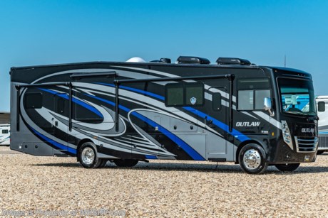 11-16-21 &lt;a href=&quot;http://www.mhsrv.com/thor-motor-coach/&quot;&gt;&lt;img src=&quot;http://www.mhsrv.com/images/sold-thor.jpg&quot; width=&quot;383&quot; height=&quot;141&quot; border=&quot;0&quot;&gt;&lt;/a&gt;  MSRP $266,866. New 2022 Thor Motor Coach Outlaw Toy Hauler model 38MB is approximately 39 feet 9 inches in length with 2 slide-out rooms, high polished aluminum wheels, residential refrigerator, electric rear patio awning, bug screen curtain in the garage, roller shades on the driver &amp; passenger windows, as well as drop down ramp door with spring assist &amp; railing for patio use. This beautiful new motorhome also features the new Ford chassis with 7.3L PFI V-8, 350HP, 468 ft. lbs. torque engine, a 6-speed TorqShift&#174; automatic transmission, an updated instrument cluster, automatic headlights and a tilt/telescoping steering wheel. Options include the beautiful full body exterior, leatherette jackknife sofas in garage and frameless dual pane windows. The Outlaw toy hauler RV has an incredible list of standard features including beautiful wood &amp; interior decor packages, LED TVs, (3) A/C units, power patio awing with integrated LED lighting, dual side entrance doors, 1-piece windshield, a 5500 Onan generator, 3 camera monitoring system, automatic leveling system, Soft Touch leather furniture and day/night shades. For additional details on this unit and our entire inventory including brochures, window sticker, videos, photos, reviews &amp; testimonials as well as additional information about Motor Home Specialist and our manufacturers please visit us at MHSRV.com or call 800-335-6054. At Motor Home Specialist, we DO NOT charge any prep or orientation fees like you will find at other dealerships. All sale prices include a 200-point inspection, interior &amp; exterior wash, detail service and a fully automated high-pressure rain booth test and coach wash that is a standout service unlike that of any other in the industry. You will also receive a thorough coach orientation with an MHSRV technician, a night stay in our delivery park featuring landscaped and covered pads with full hook-ups and much more! Read Thousands upon Thousands of 5-Star Reviews at MHSRV.com and See What They Had to Say About Their Experience at Motor Home Specialist. WHY PAY MORE? WHY SETTLE FOR LESS?