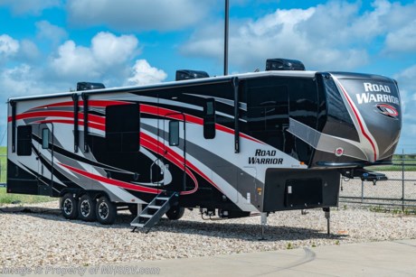 SOLD 10-26-21 MSRP $136,564. The Road Warrior Multi-Lifestyle Vehicles combine all the best that fifth wheel RVing has to offer with the versatility of a toy hauler. New 2021 Heartland Road Warrior 3965RW fifth wheel RV is approximately 44 feet 1 inch in length featuring a bath &amp; 1/2, spacious living area, large toy hauler area &amp; more! This amazing toy hauler also includes the Road Warrior Fighter Package which includes hardwood cabinet doors, solid surface counter tops, stainless steel kitchen sink and faucet, 5.5KW Onan generator, stainless steel oven, Over-the-range microwave, 10 gallon water heater, washer/dryer prep, cold crack resistant flooring, residential style furniture with USB station, LED lighting, 3-zone stereo with bluetooth as well as HDMI and 6 speakers, 5100 BTU fireplace, bottle opener, 1 piece fiberglass shower with glass door, Mor-Ryde Step Above entry step, Hydraulic 6-point Level Up, G-Range tires, EX Lube Dexter 7000# Axles, Nev-R-Adjust brake pkg, Mor-Ryde 3000 Suspension, 50 amp service, battery disconnect, U.D.C. with black tank flush and exterior shower, heated enclosed underbelly, spare tire, back-up camera prep, dual power side awning with LED light, 30 gallon fuel station with 2nd gallon auxiliary tank, 30,000 BTU A/C system, folding table, back-lit main slide valance, back-lit kitchen back-splash, rear garage screen, and an exterior ladder. Additional options include the beautiful full body paint exterior, 3 season removable garage wall and removable edge carpet! This fully-loaded RV also features both the Road Warrior Gladiator and Champion packages which include a 50&quot; LED TV in the living room, ramp door patio kit, rear electric patio awning, 32&quot; bedroom TV, 40&quot; garage TV, as well as a central vacuum system. For additional details on this unit and our entire inventory including brochures, window sticker, videos, photos, reviews &amp; testimonials as well as additional information about Motor Home Specialist and our manufacturers please visit us at MHSRV.com or call 800-335-6054. At Motor Home Specialist, we DO NOT charge any prep or orientation fees like you will find at other dealerships. All sale prices include a 200-point inspection, interior &amp; exterior wash, detail service and a fully automated high-pressure rain booth test and coach wash that is a standout service unlike that of any other in the industry. You will also receive a thorough coach orientation with an MHSRV technician, a night stay in our delivery park featuring landscaped and covered pads with full hook-ups and much more! Read Thousands upon Thousands of 5-Star Reviews at MHSRV.com and See What They Had to Say About Their Experience at Motor Home Specialist. WHY PAY MORE? WHY SETTLE FOR LESS?