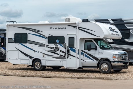 5-20-22 &lt;a href=&quot;http://www.mhsrv.com/thor-motor-coach/&quot;&gt;&lt;img src=&quot;http://www.mhsrv.com/images/sold-thor.jpg&quot; width=&quot;383&quot; height=&quot;141&quot; border=&quot;0&quot;&gt;&lt;/a&gt;  MSRP $111,321. The new 2022 Thor Motor Coach Four Winds Class C RV 25V is approximately 26 feet 5 inches in length featuring the new Ford chassis with a 7.3L V8 engine, 350HP and 468lb-ft of torque. Additional options include the electric stabilizing system, heated remote exterior mirrors with side cameras, leatherette driver/passenger chairs, cockpit carpet mat, keyless cab entry, valve stem extenders, dash applique, cab-over safety net, single child safety tether, 3 burner range with oven and glass cover, convection microwave, bedroom TV, exterior entertainment center, upgraded A/C, second auxiliary battery, solar charging system w/ power controller, outside shower, and holding tanks with heat pads. The Four Winds RV has an incredible list of standard features including power windows and locks, power patio awning with integrated LED lighting, in-dash media center AM/FM &amp; Bluetooth, power vent in bath, skylight above shower, Onan generator, cab A/C and so much more. For additional details on this unit and our entire inventory including brochures, window sticker, videos, photos, reviews &amp; testimonials as well as additional information about Motor Home Specialist and our manufacturers please visit us at MHSRV.com or call 800-335-6054. At Motor Home Specialist, we DO NOT charge any prep or orientation fees like you will find at other dealerships. All sale prices include a 200-point inspection, interior &amp; exterior wash, detail service and a fully automated high-pressure rain booth test and coach wash that is a standout service unlike that of any other in the industry. You will also receive a thorough coach orientation with an MHSRV technician, a night stay in our delivery park featuring landscaped and covered pads with full hook-ups and much more! Read Thousands upon Thousands of 5-Star Reviews at MHSRV.com and See What They Had to Say About Their Experience at Motor Home Specialist. WHY PAY MORE? WHY SETTLE FOR LESS?