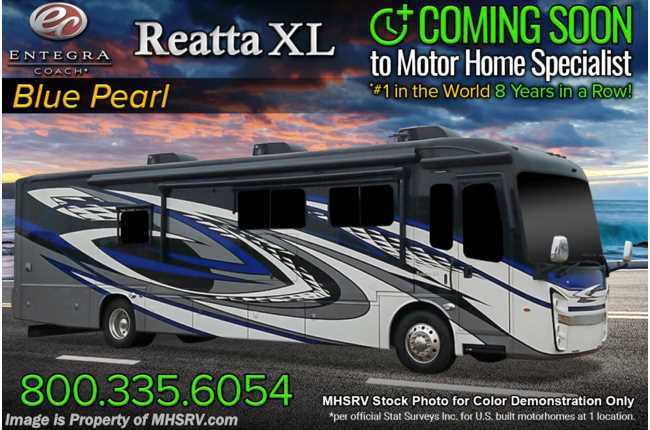 2023 Entegra Coach Reatta XL 40Q3 Bath &amp; 1/2 W/ 380HP Engine, Aqua Hot, Theater Seating Sofa, Fireplace