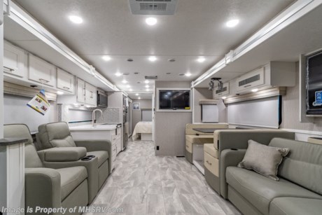 1-6-22 &lt;a href=&quot;http://www.mhsrv.com/coachmen-rv/&quot;&gt;&lt;img src=&quot;http://www.mhsrv.com/images/sold-coachmen.jpg&quot; width=&quot;383&quot; height=&quot;141&quot; border=&quot;0&quot;&gt;&lt;/a&gt; M.S.R.P. $221,179- New 2022 Coachmen Encore 355DS. The 355DS measures approximately 36 feet 10 inches in length and features a 2 slide-outs including a full-wall slide, king size bed with specially designed storage system, a power drop-down loft, spacious living and dining areas, and exterior entertainment center. This Encore is exceptionally well-appointed and features the upgraded stainless steel appliance package which includes a stainless steel residential refrigerator w/ 1000W inverter, a convection microwave, large cooktop, as well as a beautiful stainless steel farm house sink! Additional options include the beautiful Encore full-body paint exterior, power theater seating, and a stackable washer/dryer. The Coachmen Encore features an incredible list of standard features and construction highlights as well. You will find the incomparable Azdel™ Noble Select Sidewalls, a one-piece fiberglass roof, a 5.5KW generator, an 8,000 lb. hitch, 50 Amp service, rear vision monitor w/ high definition backup and sideview cameras, automatic leveling jacks, 100W roof mounted solar panel, (2) 15K BTU A/Cs with heat pumps, soft closing drawers, solid surface countertops, WiFiRANGER™, and a touch screen radio with Apple CarPlay to mention just a few! The Encore is powered by the all new Ford&#174; 7.3L V8 with 350HP, 468 ft. lbs. torque, and a 6-speed TorqShift&#174; automatic transmission. Additionally you will find an upgraded suspension system, traction control, tilt and telescoping steering wheel, auto dimming dash lights, 22.5&quot; Aluminum wheels and much more! For additional details on this unit and our entire inventory including brochures, window sticker, videos, photos, reviews &amp; testimonials as well as additional information about Motor Home Specialist and our manufacturers please visit us at MHSRV.com or call 800-335-6054. At Motor Home Specialist, we DO NOT charge any prep or orientation fees like you will find at other dealerships. All sale prices include a 200-point inspection, interior &amp; exterior wash, detail service and a fully automated high-pressure rain booth test and coach wash that is a standout service unlike that of any other in the industry. You will also receive a thorough coach orientation with an MHSRV technician, a night stay in our delivery park featuring landscaped and covered pads with full hook-ups and much more! Read Thousands upon Thousands of 5-Star Reviews at MHSRV.com and See What They Had to Say About Their Experience at Motor Home Specialist. WHY PAY MORE? WHY SETTLE FOR LESS?