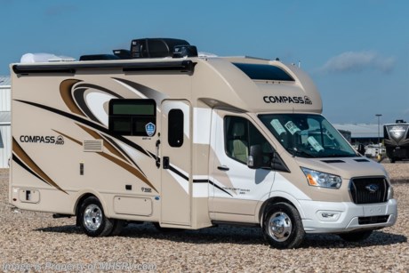 MSRP $121,381. All New 2021 Thor Compass RUV Model 23TW with a slide for sale at Motor Home Specialist; the #1 Volume Selling Motor Home Dealership in the World. New features for 2021 include a 3.5L Ecoboost V6 engine with 306HP &amp; 400lb. of torque with all-wheel drive, 10-speed transmission, AutoTrac with roll stability control, hill start assist, lane departure warning system, pre-collision assist with emergency braking system, automatic high-beam headlights, rain sensing windshield wipers, and a 4KW Onan gas generator. Optional equipment includes the HD-Max colored sidewalls and graphics, 12V attic fan and a 15K A/C. You will also be pleased to find a host of standard appointments that include a tankless water heater, refrigerator with stainless steel door insert, dash CD player with navigation, one-piece front cap with built in skylight featuring an electric shade, dash applique, swivel passenger chair, euro-style cabinet doors with soft close hidden hinges, holding tanks with heat pads and so much more. For additional details on this unit and our entire inventory including brochures, window sticker, videos, photos, reviews &amp; testimonials as well as additional information about Motor Home Specialist and our manufacturers please visit us at MHSRV.com or call 800-335-6054. At Motor Home Specialist, we DO NOT charge any prep or orientation fees like you will find at other dealerships. All sale prices include a 200-point inspection, interior &amp; exterior wash, detail service and a fully automated high-pressure rain booth test and coach wash that is a standout service unlike that of any other in the industry. You will also receive a thorough coach orientation with an MHSRV technician, a night stay in our delivery park featuring landscaped and covered pads with full hook-ups and much more! Read Thousands upon Thousands of 5-Star Reviews at MHSRV.com and See What They Had to Say About Their Experience at Motor Home Specialist. WHY PAY MORE? WHY SETTLE FOR LESS?