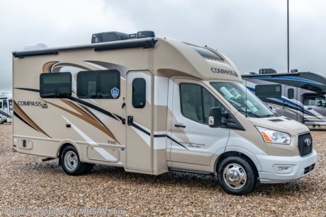 MSRP $118,081. All New 2021 Thor Compass RUV Model 23TE with a slide for sale at Motor Home Specialist; the #1 Volume Selling Motor Home Dealership in the World. New features for 2021 include a 3.5L Ecoboost V6 engine with 306HP &amp; 400lb. of torque with all-wheel drive, 10-speed transmission, AutoTrac with roll stability control, hill start assist, lane departure warning system, pre-collision assist with emergency braking system, automatic high-beam headlights, rain sensing windshield wipers, and a 4KW Onan gas generator. Optional equipment includes the HD-Max colored sidewalls and graphics, 12V attic fan and a 15K A/C. You will also be pleased to find a host of standard appointments that include a tankless water heater, refrigerator with stainless steel door insert, dash CD player with navigation, one-piece front cap with built in skylight featuring an electric shade, dash applique, swivel passenger chair, euro-style cabinet doors with soft close hidden hinges, holding tanks with heat pads and so much more. For additional details on this unit and our entire inventory including brochures, window sticker, videos, photos, reviews &amp; testimonials as well as additional information about Motor Home Specialist and our manufacturers please visit us at MHSRV.com or call 800-335-6054. At Motor Home Specialist, we DO NOT charge any prep or orientation fees like you will find at other dealerships. All sale prices include a 200-point inspection, interior &amp; exterior wash, detail service and a fully automated high-pressure rain booth test and coach wash that is a standout service unlike that of any other in the industry. You will also receive a thorough coach orientation with an MHSRV technician, a night stay in our delivery park featuring landscaped and covered pads with full hook-ups and much more! Read Thousands upon Thousands of 5-Star Reviews at MHSRV.com and See What They Had to Say About Their Experience at Motor Home Specialist. WHY PAY MORE? WHY SETTLE FOR LESS?