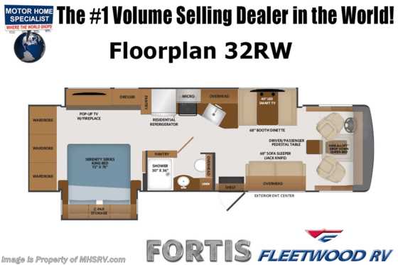 2023 Fleetwood Fortis 32RW W/ Oceanfront Collection, Theater Seats, King, W/D, Collision Mitigation, Pwr Driver Seat Floorplan