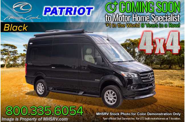 2023 American Coach Patriot FD2 4x4 Sprinter Chassis W/ Lithium Freedom Pkg, 4 Cameras &amp; Apple TV
