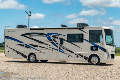 5-19 -22 &lt;a href=&quot;http://www.mhsrv.com/thor-motor-coach/&quot;&gt;&lt;img src=&quot;http://www.mhsrv.com/images/sold-thor.jpg&quot; width=&quot;383&quot; height=&quot;141&quot; border=&quot;0&quot;&gt;&lt;/a&gt;  New 2022 Thor Motor Coach Windsport 34J is approximately 35 feet 7 inches in length with a driver&#39;s side full-wall slide, king size bed, exterior TV, and automatic leveling jacks. This beautiful new motorhome also features the new Ford chassis with 7.3L PFI V-8, 350HP, 468 ft. lbs. torque engine, a 6-speed TorqShift&#174; automatic transmission, an updated instrument cluster, automatic headlights and a tilt/telescoping steering wheel. Options include the Coastline Grey wood, solar with power controller and a single child safety tether. The Thor Motor Coach Windsport RV also features tinted one piece windshield, multiple USB charging ports throughout, metal shelf brackets, backlit Firefly multiplex entry switch, Winegard ConnecT WiFi extender +4G,  heated and enclosed underbelly, black tank flush, LED ceiling lighting, bedroom TV, LED running and marker lights, power driver&#39;s seat, power overhead loft, power patio awning with LED lighting, night shades, flush covered glass stovetop, refrigerator, microwave, MAX PACK which upgrades the chassis to a 22,000-lb Ford F53, 235/80R 22.5&quot; tires, polished aluminum wheels and increased basement storage capacity, and much more. For additional details on this unit and our entire inventory including brochures, window sticker, videos, photos, reviews &amp; testimonials as well as additional information about Motor Home Specialist and our manufacturers please visit us at MHSRV.com or call 800-335-6054. At Motor Home Specialist, we DO NOT charge any prep or orientation fees like you will find at other dealerships. All sale prices include a 200-point inspection, interior &amp; exterior wash, detail service and a fully automated high-pressure rain booth test and coach wash that is a standout service unlike that of any other in the industry. You will also receive a thorough coach orientation with an MHSRV technician, a night stay in our delivery park featuring landscaped and covered pads with full hook-ups and much more! Read Thousands upon Thousands of 5-Star Reviews at MHSRV.com and See What They Had to Say About Their Experience at Motor Home Specialist. WHY PAY MORE? WHY SETTLE FOR LESS?