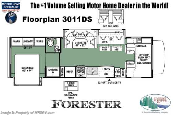2022 Forest River Forester 3011DS W/ Theater Seats, 2 A/Cs, Solar, Ext TV, Auto Jacks Floorplan