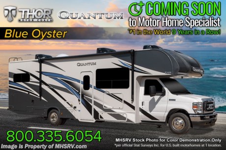 9-9 &lt;a href=&quot;http://www.mhsrv.com/thor-motor-coach/&quot;&gt;&lt;img src=&quot;http://www.mhsrv.com/images/sold-thor.jpg&quot; width=&quot;383&quot; height=&quot;141&quot; border=&quot;0&quot;&gt;&lt;/a&gt;  MSRP $174,812. New 2023 Thor Motor Coach Quantum WS31 Class C RV is approximately 32 feet 2 inches in length with a full-wall slide and a Ford chassis. More features include touchscreen dash radio, back-up monitor, stainless steel wheel liners, solid surface kitchen counter-top, premium window privacy shades, exterior shower, frameless windows, large convection microwave, residential refrigerator, 1800 watt inverter, automatic generator start, and the RS Suspension System by Mor-Ryde. Additional options include the beautiful partial paint exterior, leatherette theater seats, power driver seat, cockpit carpet mat, cab-over child safety net, attic fan in overhead bunk, and (2) roof A/Cs. The Quantum luxury Class C RV has an incredible list of standard features including beautiful hardwood cabinets, a cabover loft with skylight (N/A with cabover entertainment center), dash applique, power windows and locks, power patio awning with integrated LED lighting, roof ladder, in-dash media center, Onan generator, cab A/C, battery disconnect switch and much more. For additional details on this unit and our entire inventory including brochures, window sticker, videos, photos, reviews &amp; testimonials as well as additional information about Motor Home Specialist and our manufacturers please visit us at MHSRV.com or call 800-335-6054. At Motor Home Specialist, we DO NOT charge any prep or orientation fees like you will find at other dealerships. All sale prices include a 200-point inspection, interior &amp; exterior wash, detail service and a fully automated high-pressure rain booth test and coach wash that is a standout service unlike that of any other in the industry. You will also receive a thorough coach orientation with an MHSRV technician, a night stay in our delivery park featuring landscaped and covered pads with full hook-ups and much more! Read Thousands upon Thousands of 5-Star Reviews at MHSRV.com and See What They Had to Say About Their Experience at Motor Home Specialist. WHY PAY MORE? WHY SETTLE FOR LESS?