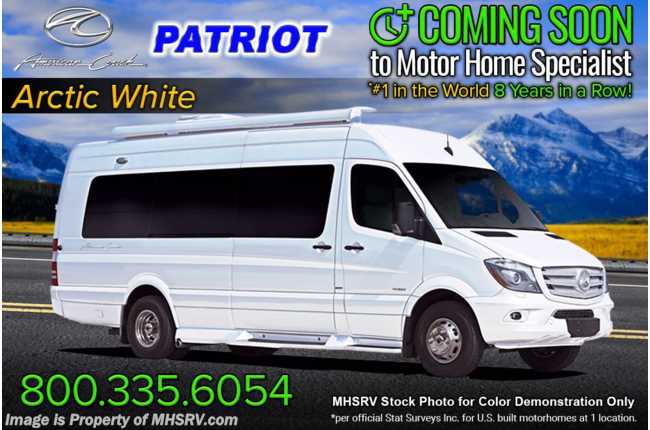 2023 American Coach Patriot MD4- Lounge Sprinter Diesel RV W/ Lithium, Upgraded Seating, WiFi, 4 Cameras, Eco Freedom Pkg &amp; Apple TV