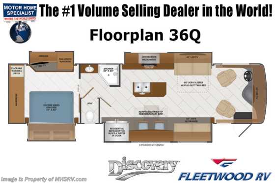 2022 Fleetwood Discovery 36Q RV W/ Theater Seats, OH Loft, Tech Pkg &amp; 3 A/Cs Floorplan