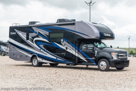 5-18-22 &lt;a href=&quot;http://www.mhsrv.com/thor-motor-coach/&quot;&gt;&lt;img src=&quot;http://www.mhsrv.com/images/sold-thor.jpg&quot; width=&quot;383&quot; height=&quot;141&quot; border=&quot;0&quot;&gt;&lt;/a&gt;  MSRP $241,531. New 2022 Thor Motor Coach Omni SV34 Super C is approximately 35 feet 6 inches in length with a full wall slide and is powered by the Ford&#174; 6.7L Power Stroke&#174; V8 turbo diesel engine with 330HP, 825 lb.-ft. torque and 10 speed transmission with selectable drive modes including Tow/Haul, Eco, Deep Sand/Snow. Also includes a SYNC 3 Enhanced Voice Recognition Communications and Entertainment System, 8&quot; Color LCD touchscreen with swiping capability, 911 assist, AppLink and smart-charging USB ports and navigation. This beautiful RV also features the optional single child safety tether and leatherette theater seats. The Omni Super C also features a 3 camera monitoring system, aluminum wheels, automatic leveling jacks, power patio awning with LED lighting, frameless windows, keyless entry, residential refrigerator, large OTR convection microwave, solid surface kitchen counter top, ball bearing drawer guides, king size bed, large TV in living area, exterior entertainment center with sound bar, 6KW Onan diesel generator with automatic generator start, multiplex wiring control system, tankless water heater, 1800-watt inverter and much more. For additional details on this unit and our entire inventory including brochures, window sticker, videos, photos, reviews &amp; testimonials as well as additional information about Motor Home Specialist and our manufacturers please visit us at MHSRV.com or call 800-335-6054. At Motor Home Specialist, we DO NOT charge any prep or orientation fees like you will find at other dealerships. All sale prices include a 200-point inspection, interior &amp; exterior wash, detail service and a fully automated high-pressure rain booth test and coach wash that is a standout service unlike that of any other in the industry. You will also receive a thorough coach orientation with an MHSRV technician, a night stay in our delivery park featuring landscaped and covered pads with full hook-ups and much more! Read Thousands upon Thousands of 5-Star Reviews at MHSRV.com and See What They Had to Say About Their Experience at Motor Home Specialist. WHY PAY MORE? WHY SETTLE FOR LESS?
