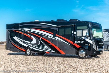 5-18-22 &lt;a href=&quot;http://www.mhsrv.com/thor-motor-coach/&quot;&gt;&lt;img src=&quot;http://www.mhsrv.com/images/sold-thor.jpg&quot; width=&quot;383&quot; height=&quot;141&quot; border=&quot;0&quot;&gt;&lt;/a&gt;  MSRP $299,326. New 2022 Thor Motor Coach Outlaw Toy Hauler model 38KB is approximately 39 feet 9 inches in length with 2 slide-out rooms, high polished aluminum wheels, residential refrigerator, electric rear patio awning, bug screen curtain in the garage, roller shades on the driver &amp; passenger windows, as well as drop down ramp door with spring assist &amp; railing for patio use. This beautiful new motorhome also features the new Ford chassis with 7.3L PFI V-8, 350HP, 468 ft. lbs. torque engine, a 6-speed TorqShift&#174; automatic transmission, an updated instrument cluster, automatic headlights and a tilt/telescoping steering wheel. Options include the beautiful full body exterior, leatherette jackknife sofas in garage and frameless dual pane windows. The Outlaw toy hauler RV has an incredible list of standard features including beautiful wood &amp; interior decor packages, LED TVs, (3) A/C units, power patio awing with integrated LED lighting, dual side entrance doors, 1-piece windshield, a 5500 Onan generator, 3 camera monitoring system, automatic leveling system, Soft Touch leather furniture and day/night shades. For additional details on this unit and our entire inventory including brochures, window sticker, videos, photos, reviews &amp; testimonials as well as additional information about Motor Home Specialist and our manufacturers please visit us at MHSRV.com or call 800-335-6054. At Motor Home Specialist, we DO NOT charge any prep or orientation fees like you will find at other dealerships. All sale prices include a 200-point inspection, interior &amp; exterior wash, detail service and a fully automated high-pressure rain booth test and coach wash that is a standout service unlike that of any other in the industry. You will also receive a thorough coach orientation with an MHSRV technician, a night stay in our delivery park featuring landscaped and covered pads with full hook-ups and much more! Read Thousands upon Thousands of 5-Star Reviews at MHSRV.com and See What They Had to Say About Their Experience at Motor Home Specialist. WHY PAY MORE? WHY SETTLE FOR LESS?