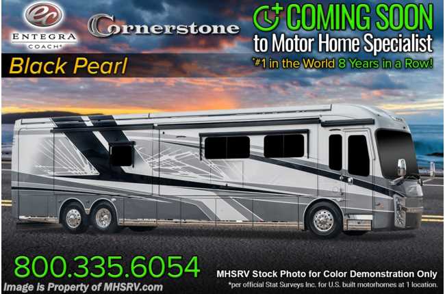 2023 Entegra Coach Cornerstone 45W Bath &amp; 1/2 W/ 605HP, Theater Seats, Stonewall Cabinetry, Sleep Number King Bed &amp; Solar