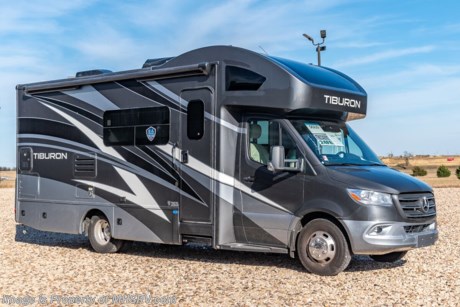 4-8 &lt;a href=&quot;http://www.mhsrv.com/thor-motor-coach/&quot;&gt;&lt;img src=&quot;http://www.mhsrv.com/images/sold-thor.jpg&quot; width=&quot;383&quot; height=&quot;141&quot; border=&quot;0&quot;&gt;&lt;/a&gt;  MSRP $186,481. New 2022 Thor Motor Coach Tiburon Mercedes Diesel Sprinter Model 24FB. This Luxury RV measures approximately 25 feet 8 inches in length and rides on the premier Mercedes Benz Sprinter chassis equipped with an Active Braking Assist system, Attention Assist, Active Lane Assist, a Wet Wiper System and Distance Regulator Distronic Plus. You will also find a tank-less water heater, an Onan generator and the ultra-high-line cabinetry from TMC that set this coach apart from the competition! Optional equipment includes the beautiful full body paint exterior, 15K A/C with heat pump, automatic leveling jacks, 3.2KW Onan diesel generator and single child safety tether. The all new Tiburon Sprinter also features a 5,000 lb. hitch, fiberglass front cap with skylight, an armless power patio awning with integrated LED lighting, frameless windows, a multimedia dash radio with Bluetooth and navigation, heated &amp; remote exterior mirrors, back up system, swivel captain’s chairs, full extension metal ball-bearing drawer guides, Rapid Camp+, holding tanks with heat pads and much more. For more complete details on this unit and our entire inventory including brochures, window sticker, videos, photos, reviews &amp; testimonials as well as additional information about Motor Home Specialist and our manufacturers please visit us at MHSRV.com or call 800-335-6054. At Motor Home Specialist, we DO NOT charge any prep or orientation fees like you will find at other dealerships. All sale prices include a 200-point inspection, interior &amp; exterior wash, detail service and a fully automated high-pressure rain booth test and coach wash that is a standout service unlike that of any other in the industry. You will also receive a thorough coach orientation with an MHSRV technician, an RV Starter&#39;s kit, a night stay in our delivery park featuring landscaped and covered pads with full hook-ups and much more! Read Thousands upon Thousands of 5-Star Reviews at MHSRV.com and See What They Had to Say About Their Experience at Motor Home Specialist. WHY PAY MORE? WHY SETTLE FOR LESS?
