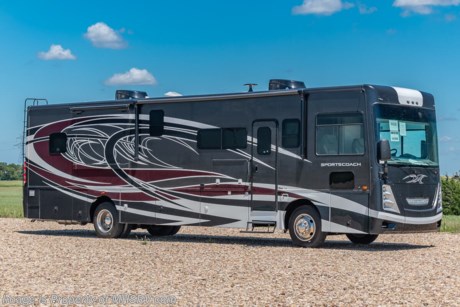 https://mhsrv.com/2022-coachmen-20c-w--tilt-smart-wheel--power-patio-awning--gps--roof-vents--and-amp--more-used-class-b-tx-i3321190  8-21  MSRP $277,375. All-New 2021 Coachmen Sportscoach SRS 365RB Bath &amp; 1/2 measures approximately 40 feet in length and features a 340HP Cummins 6.7ISB engine, (2) slide-outs, king size bed and residential refrigerator.  A few new features for 2022 include a new front cap with back-lit badge, new headlamp styling, all new exterior paint colors &amp; schemes, general d&#233;cor updates throughout, 3 burner stove, two 15K BTU heat pumps are now standard, USB charge ports on each side of the bed and a roof mounted solar panel. Options include the beautiful full body paint exterior with double clearcoat and Diamond Shield paint protection, theater seats, outside kitchen, and stackable washer/dryer. This beautiful RV also has an impressive list of standard features that include raised panel hardwood cabinet doors throughout, power front privacy shade, solid surface countertops throughout, convection microwave, front cockpit salon bunk, digital dash, privacy shades through-out, 6.0 dsl generator with auto gen start, 2000 watt inverter and much more. For additional details on this unit and our entire inventory including brochures, window sticker, videos, photos, reviews &amp; testimonials as well as additional information about Motor Home Specialist and our manufacturers please visit us at MHSRV.com or call 800-335-6054. At Motor Home Specialist, we DO NOT charge any prep or orientation fees like you will find at other dealerships. All sale prices include a 200-point inspection, interior &amp; exterior wash, detail service and a fully automated high-pressure rain booth test and coach wash that is a standout service unlike that of any other in the industry. You will also receive a thorough coach orientation with an MHSRV technician, a night stay in our delivery park featuring landscaped and covered pads with full hook-ups and much more! Read Thousands upon Thousands of 5-Star Reviews at MHSRV.com and See What They Had to Say About Their Experience at Motor Home Specialist. WHY PAY MORE? WHY SETTLE FOR LESS?