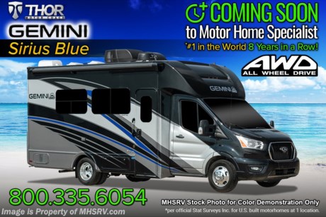 9-9 &lt;a href=&quot;http://www.mhsrv.com/thor-motor-coach/&quot;&gt;&lt;img src=&quot;http://www.mhsrv.com/images/sold-thor.jpg&quot; width=&quot;383&quot; height=&quot;141&quot; border=&quot;0&quot;&gt;&lt;/a&gt;  MSRP $162,803. All New 2023 Thor Gemini RUV Model 23TE with a slide for sale at Motor Home Specialist; the #1 Volume Selling Motor Home Dealership in the World. Optional equipment includes the full body paint exterior and upgraded cabinetry. You will also be pleased to find a host of standard appointments that include a tankless water heater, dash CD player with navigation, one-piece front cap with built in skylight featuring an electric shade, dash applique, swivel passenger chair, euro-style cabinet doors with soft close hidden hinges, holding tanks with heat pads and so much more. For additional details on this unit and our entire inventory including brochures, window sticker, videos, photos, reviews &amp; testimonials as well as additional information about Motor Home Specialist and our manufacturers please visit us at MHSRV.com or call 800-335-6054. At Motor Home Specialist, we DO NOT charge any prep or orientation fees like you will find at other dealerships. All sale prices include a 200-point inspection, interior &amp; exterior wash, detail service and a fully automated high-pressure rain booth test and coach wash that is a standout service unlike that of any other in the industry. You will also receive a thorough coach orientation with an MHSRV technician, a night stay in our delivery park featuring landscaped and covered pads with full hook-ups and much more! Read Thousands upon Thousands of 5-Star Reviews at MHSRV.com and See What They Had to Say About Their Experience at Motor Home Specialist. WHY PAY MORE? WHY SETTLE FOR LESS?