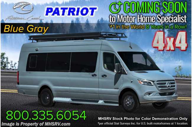 2023 American Coach Patriot MD2 4x4 Sprinter W/ Lithium Eco-Freedom Package, Black Rims, Heated Captain Chairs, 4 Cameras, Apple TV