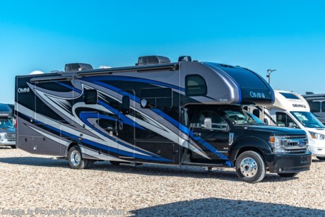5-18-22  &lt;a href=&quot;http://www.mhsrv.com/thor-motor-coach/&quot;&gt;&lt;img src=&quot;http://www.mhsrv.com/images/sold-thor.jpg&quot; width=&quot;383&quot; height=&quot;141&quot; border=&quot;0&quot;&gt;&lt;/a&gt;  MSRP $282,908. New 2022 Thor Motor Coach Omni BT36 Bath &amp; 1/2 Super C is approximately 36 feet 10 inches in length with 2 slides and is powered by the Ford&#174; 6.7L Power Stroke&#174; V8 turbo diesel engine with 330HP, 825 lb.-ft. torque and 10 speed transmission with selectable drive modes including Tow/Haul, Eco, Deep Sand/Snow. Also includes a SYNC 3 Enhanced Voice Recognition Communications and Entertainment System, 8&quot; Color LCD touchscreen with swiping capability, 911 assist, AppLink and smart-charging USB ports and navigation. This beautiful RV features the optional single child safety tether. The Omni Super C also features a 3 camera monitoring system, aluminum wheels, automatic leveling jacks, power patio awning with LED lighting, frameless windows, keyless entry, residential refrigerator, large OTR convection microwave, solid surface kitchen counter top, ball bearing drawer guides, king size bed, large TV in living area, exterior entertainment center with sound bar, 6KW Onan diesel generator with automatic generator start, multiplex wiring control system, tankless water heater, 1800-watt inverter and much more. For additional details on this unit and our entire inventory including brochures, window sticker, videos, photos, reviews &amp; testimonials as well as additional information about Motor Home Specialist and our manufacturers please visit us at MHSRV.com or call 800-335-6054. At Motor Home Specialist, we DO NOT charge any prep or orientation fees like you will find at other dealerships. All sale prices include a 200-point inspection, interior &amp; exterior wash, detail service and a fully automated high-pressure rain booth test and coach wash that is a standout service unlike that of any other in the industry. You will also receive a thorough coach orientation with an MHSRV technician, a night stay in our delivery park featuring landscaped and covered pads with full hook-ups and much more! Read Thousands upon Thousands of 5-Star Reviews at MHSRV.com and See What They Had to Say About Their Experience at Motor Home Specialist. WHY PAY MORE? WHY SETTLE FOR LESS?