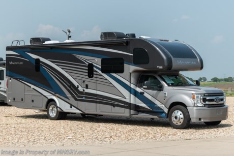 11-16-21 &lt;a href=&quot;http://www.mhsrv.com/thor-motor-coach/&quot;&gt;&lt;img src=&quot;http://www.mhsrv.com/images/sold-thor.jpg&quot; width=&quot;383&quot; height=&quot;141&quot; border=&quot;0&quot;&gt;&lt;/a&gt;  MSRP $272,018. New 2022 Thor Motor Coach Magnitude RS36 4 X 4 Bunk Model Super C Diesel. The RS36 floor plan measures approximately 37 feet 9 inches in length and is highlighted by a full wall slide, King bed, exterior kitchen, theater seating with footrests, washer/dryer prep, a spacious bathroom with dual entrances and a great kitchen and living room layout with tons of sleeping and dining space for the family! It is powered by the Ford&#174; 6.7L Power Stroke&#174; V8 turbo diesel engine with 330HP, 825 lb.-ft. torque and 10 speed transmission with selectable drive modes including Tow/Haul, Eco, Deep Sand/Snow. Additional driver comforts found on the F600 4 X 4 chassis include audible lane departure warning system, pre-collision assist with automatic emergency braking (AEB) and forward collision warning, automatic headlights, FordPass™ Connect 4G Wi-Fi modem, fog lamps, rear view mirror with backup monitor, SYNC&#174; 3 enhanced voice recognition communications and entertainment system, color touchscreen, 911 assist, AppLink and smart-charging USB ports, navigation, side view cameras, emergency engine start switch and much more! This beautiful Super C luxury diesel RV also features the optional child safety tether and features aluminum wheels, automatic leveling jacks, power patio awning with LED lighting, frameless windows, keyless entry, residential refrigerator, large OTR convection microwave, solid surface kitchen counter top, ball bearing drawer guides, large TV in living area, exterior entertainment center with sound bar, Onan diesel generator with automatic generator start, multiplex wiring control system, tankless water heater, 1800-watt inverter and much more. For additional details on this unit and our entire inventory including brochures, window sticker, videos, photos, reviews &amp; testimonials as well as additional information about Motor Home Specialist and our manufacturers please visit us at MHSRV.com or call 800-335-6054. At Motor Home Specialist, we DO NOT charge any prep or orientation fees like you will find at other dealerships. All sale prices include a 200-point inspection, interior &amp; exterior wash, detail service and a fully automated high-pressure rain booth test and coach wash that is a standout service unlike that of any other in the industry. You will also receive a thorough coach orientation with an MHSRV technician, a night stay in our delivery park featuring landscaped and covered pads with full hook-ups and much more! Read Thousands upon Thousands of 5-Star Reviews at MHSRV.com and See What They Had to Say About Their Experience at Motor Home Specialist. WHY PAY MORE? WHY SETTLE FOR LESS?