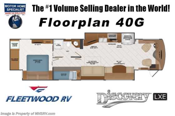 2022 Fleetwood Discovery LXE 40G Bunk Model W/ Oceanfront Collection, Theater Seats, In Motion Satellite, OH Loft, Technology Pkg Floorplan