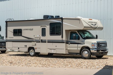 /sold 8-12-22 MSRP $116,457. New 2022 Coachmen Leprechaun Model 270QB. This Class C RV measures approximately 29 feet 6 inches in length with a cabover loft and Ford chassis. This RV also features Coachmen’s Leprechaun Adventure Package which includes certified &quot;Green&quot; construction, Azdel Onboard&#174; composite sidewall and cab-over construction, full aluminum-framed structures, molded front wrap, high gloss color infused HD exterior fiberglass, stainless steel wheel liners, solar panel connection port, LP quick connect, power patio awning w/ LED light strip, upgraded side-view mirrors, generator w/ auto change over, Roto-Cast rear warehouse storage compartment, deluxe chassis package, in-dash backup monitor/camera, large living room TV, residential bed length w/ upgraded mattress, USB charging stations throughout, LED ceiling lights, upgraded cabinetry, one-piece thermo-foil countertops, single child tether at the forward-facing dinette, Winegard&#174; Air 360+ antenna, cab-over bunk ladder, recessed 3-burner range, roof A/C and Travel Easy RV Roadside Assistance. Options include a child safety net, 15K BTU A/C with heat pump upgrade, caramel painted cab, running boards, and the Adventure Plus Package with side-view cameras, gas &amp; electric water heater, and a convection oven. For more complete details on this unit and our entire inventory including brochures, window sticker, videos, photos, reviews &amp; testimonials as well as additional information about Motor Home Specialist and our manufacturers please visit us at MHSRV.com or call 800-335-6054. At Motor Home Specialist, we DO NOT charge any prep or orientation fees like you will find at other dealerships. All sale prices include a 200-point inspection, interior &amp; exterior wash, detail service and a fully automated high-pressure rain booth test and coach wash that is a standout service unlike that of any other in the industry. You will also receive a thorough coach orientation with an MHSRV technician, an RV Starter&#39;s kit, a night stay in our delivery park featuring landscaped and covered pads with full hook-ups and much more! Read Thousands upon Thousands of 5-Star Reviews at MHSRV.com and See What They Had to Say About Their Experience at Motor Home Specialist. WHY PAY MORE?... WHY SETTLE FOR LESS?