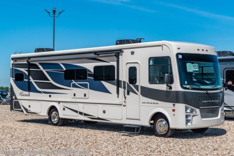 9/20/21  &lt;a href=&quot;http://www.mhsrv.com/coachmen-rv/&quot;&gt;&lt;img src=&quot;http://www.mhsrv.com/images/sold-coachmen.jpg&quot; width=&quot;383&quot; height=&quot;141&quot; border=&quot;0&quot;&gt;&lt;/a&gt;  MSRP $172,213. New 2021 Coachmen Mirada Model 35OS RV. This beautiful class A motor home measures approximately 36 feet 10 inches in length and boast several new innovations. The Mirada is also beautifully appointed featuring hardwood cabinet doors, solid surface kitchen countertop, tile backsplash and large stainless steel farm house sink. This beautiful new class A motor home also features the new Ford&#174; 7.3L PFI V-8 engine with 350HP, 468 ft. lbs. torque, a 6-speed TorqShift&#174; automatic transmission, an updated instrument cluster, automatic headlights and a tilt and telescoping steering wheel. A few standard features and construction highlights that help set the Mirada apart include 1-piece fiberglass roof, Azdel™ Nobel Select sidewalls, solar privacy shades throughout, power windshield shade, flush mounted 3 burner range with oven, glass door shower, 5.5KW Onan generator, 50 Amp service, (2) roof A/C units, rear vision monitor w/ high definition backup and sideview cameras, electric awning, automatic transfer switch for easy set-up, pass-thru storage, automatic leveling jacks and much more. For additional details on this unit and our entire inventory including brochures, window sticker, videos, photos, reviews &amp; testimonials as well as additional information about Motor Home Specialist and our manufacturers please visit us at MHSRV.com or call 800-335-6054. At Motor Home Specialist, we DO NOT charge any prep or orientation fees like you will find at other dealerships. All sale prices include a 200-point inspection, interior &amp; exterior wash, detail service and a fully automated high-pressure rain booth test and coach wash that is a standout service unlike that of any other in the industry. You will also receive a thorough coach orientation with an MHSRV technician, a night stay in our delivery park featuring landscaped and covered pads with full hook-ups and much more! Read Thousands upon Thousands of 5-Star Reviews at MHSRV.com and See What They Had to Say About Their Experience at Motor Home Specialist. WHY PAY MORE? WHY SETTLE FOR LESS?