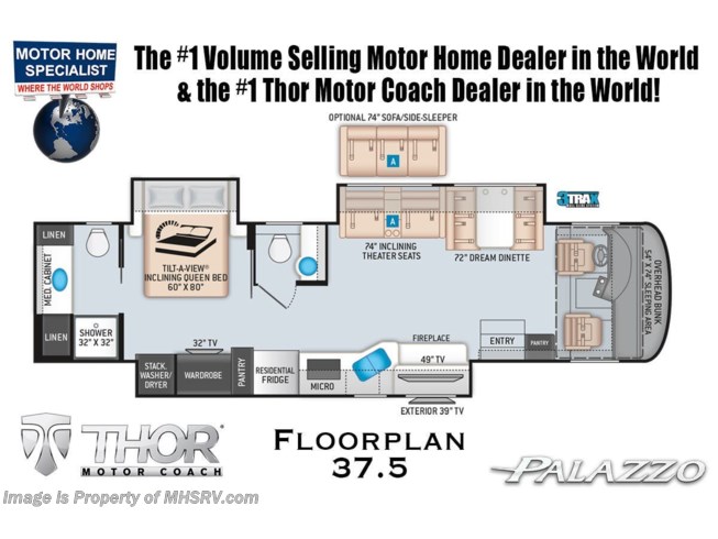 Floorplan of 2022 Thor Motor Coach Palazzo 37.5