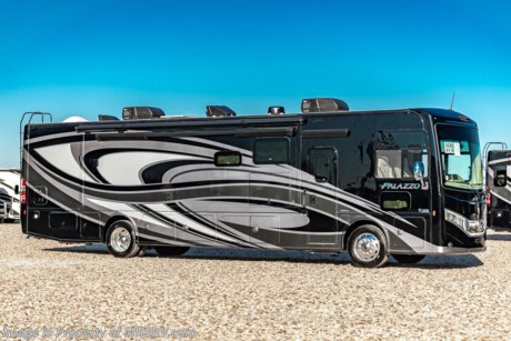 5-18 &lt;a href=&quot;http://www.mhsrv.com/thor-motor-coach/&quot;&gt;&lt;img src=&quot;http://www.mhsrv.com/images/sold-thor.jpg&quot; width=&quot;383&quot; height=&quot;141&quot; border=&quot;0&quot;&gt;&lt;/a&gt; MSRP $323,775. The New 2022 Thor Motor Coach Palazzo Diesel Pusher Model 37.5 Bath &amp; 1/2 features theater seats, a power drop down loft, 100-watt solar charging system, 340 HP Cummins diesel engine with 700 lbs. of torque and a Freightliner XC chassis. This RV also includes the Studio Collection package! Standard features include bluetooth soundbar &amp; large LED Tv in the exterior entertainment center, induction cooktop, touchscreen multiplex control system with smartphone app, Winegard ConnecT 2.0 4G/Wi-Fi system, 360 Siphon Vent cap and metal adjustable shelving hardware throughout. The Palazzo also features a Carefree Latitude legless awning with Fixguard weather wrap, invisible front paint protection &amp; front electric drop-down overhead loft, 6,000 Onan diesel generator with AGS, solid surface counters, power driver&#39;s seat, inverter, residential refrigerator, solid surface countertops, (2) ducted roof A/C units, 3-camera monitoring system, one piece windshield, fiberglass storage compartments, fully automatic hydraulic leveling system, automatic entry step and much more. For more complete details on this unit and our entire inventory including brochures, window sticker, videos, photos, reviews &amp; testimonials as well as additional information about Motor Home Specialist and our manufacturers please visit us at MHSRV.com or call 800-335-6054. At Motor Home Specialist, we DO NOT charge any prep or orientation fees like you will find at other dealerships. All sale prices include a 200-point inspection, interior &amp; exterior wash, detail service and a fully automated high-pressure rain booth test and coach wash that is a standout service unlike that of any other in the industry. You will also receive a thorough coach orientation with an MHSRV technician, an RV Starter&#39;s kit, a night stay in our delivery park featuring landscaped and covered pads with full hook-ups and much more! Read Thousands upon Thousands of 5-Star Reviews at MHSRV.com and See What They Had to Say About Their Experience at Motor Home Specialist. WHY PAY MORE?... WHY SETTLE FOR LESS?