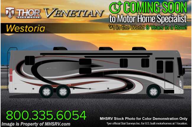 2023 Thor Motor Coach Venetian B42 2 Full Baths, Bunk Model W/Aqua Hot, King Bed, Dishwasher