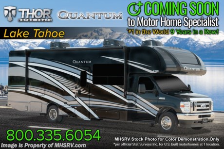 6/20/22  &lt;a href=&quot;http://www.mhsrv.com/thor-motor-coach/&quot;&gt;&lt;img src=&quot;http://www.mhsrv.com/images/sold-thor.jpg&quot; width=&quot;383&quot; height=&quot;141&quot; border=&quot;0&quot;&gt;&lt;/a&gt;  MSRP $186,580. New 2023 Thor Motor Coach Quantum KW29 Class C RV is approximately 30 feet 11 inches in length with two slides and a Ford chassis. More features include touchscreen dash radio, back-up monitor, stainless steel wheel liners, solid surface kitchen counter-top, premium window privacy shades, exterior shower. Additional options include the beautiful full-body paint exterior, upgraded Luxury Collection wood, leatherette theater seats, power drivers seat, cockpit carpet mat, cab-over child safety net, 12V attic fan in overhead bunk and (2) roof A/Cs. The Quantum luxury Class C RV has an incredible list of standard features including beautiful hardwood cabinets, a cabover loft with skylight (N/A with cabover entertainment center), dash applique, power windows and locks, power patio awning with integrated LED lighting, roof ladder, in-dash media center, Onan generator, cab A/C, battery disconnect switch and much more. For additional details on this unit and our entire inventory including brochures, window sticker, videos, photos, reviews &amp; testimonials as well as additional information about Motor Home Specialist and our manufacturers please visit us at MHSRV.com or call 800-335-6054. At Motor Home Specialist, we DO NOT charge any prep or orientation fees like you will find at other dealerships. All sale prices include a 200-point inspection, interior &amp; exterior wash, detail service and a fully automated high-pressure rain booth test and coach wash that is a standout service unlike that of any other in the industry. You will also receive a thorough coach orientation with an MHSRV technician, a night stay in our delivery park featuring landscaped and covered pads with full hook-ups and much more! Read Thousands upon Thousands of 5-Star Reviews at MHSRV.com and See What They Had to Say About Their Experience at Motor Home Specialist. WHY PAY MORE? WHY SETTLE FOR LESS?