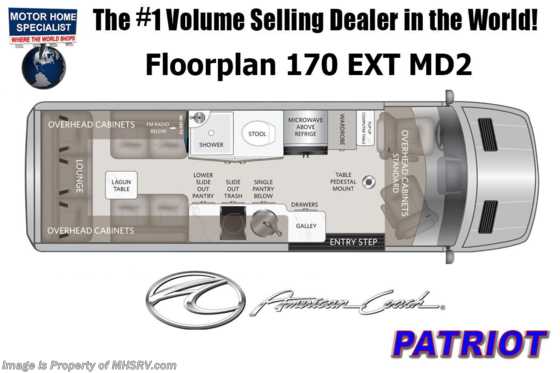 2023 American Coach Patriot MD2 4x4 Sprinter W/ Legacy Edition Package, Lithium Eco-Freedom Pkg, Air Ride, Black Rims Floorplan