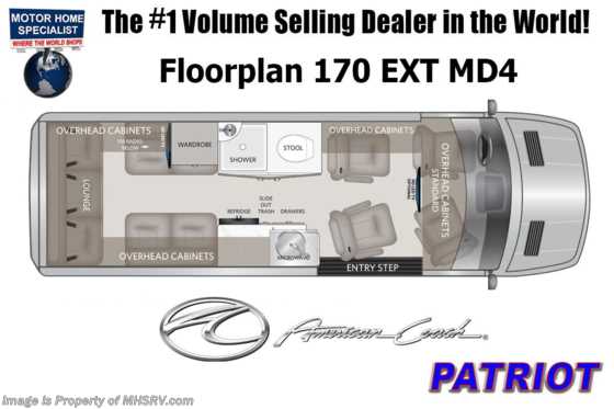 2022 American Coach Patriot MD4 4x4 Sprinter Diesel RV Legacy Edition W/Lithium Pkg, 4 Cameras, Black Rims Floorplan