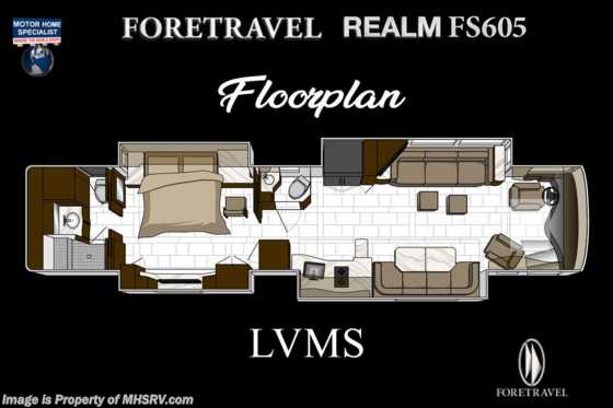 2022 Foretravel Realm FS605 Luxury Villa Master Suite (LVMS) Bath &amp; 1/2 Floorplan