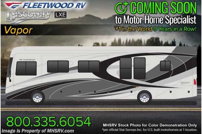 2023 Fleetwood Discovery LXE 36HQ W/ 380HP, Window Awning Pkg., Ext. Freezer, Motion Power Lounge, King Bed &amp; Blind Spot Detection