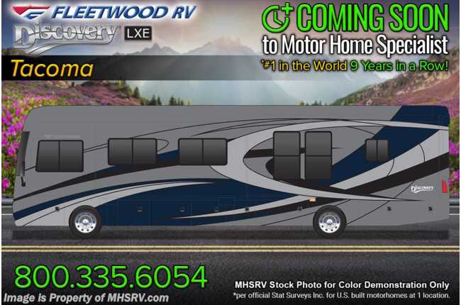 2023 Fleetwood Discovery LXE 40M Luxury Bath &amp; 1/2 W/ Theater Seats, Window Awning Pkg, Satellite, Heated Floors &amp; King Bed