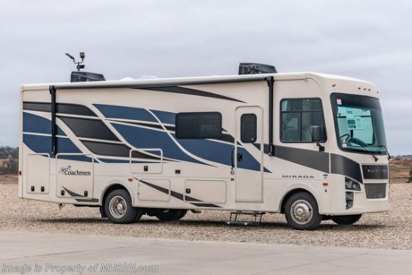 &lt;a href=&quot;http://www.mhsrv.com/coachmen-rv/&quot;&gt;&lt;img src=&quot;http://www.mhsrv.com/images/sold-coachmen.jpg&quot; width=&quot;383&quot; height=&quot;141&quot; border=&quot;0&quot;&gt;&lt;/a&gt;  MSRP $185,202. New 2022 Coachmen Mirada Model 29FW RV. This beautiful class A motor home measures approximately 30 feet 7 inches in length and boast several new innovations. The Mirada is also beautifully appointed featuring hardwood cabinet doors, solid surface kitchen countertop, tile backsplash and large stainless steel farm house sink. This beautiful new class A motor home also features the new Ford&#174; 7.3L PFI V-8 engine with 350HP, 468 ft. lbs. torque, a 6-speed TorqShift&#174; automatic transmission, an updated instrument cluster, automatic headlights and a tilt and telescoping steering wheel. Standard features and construction highlights that help set the Mirada apart include 1-piece fiberglass roof, Azdel™ Nobel Select sidewalls, solar privacy shades throughout, power windshield shade, flush mounted 3 burner range with oven, glass door shower, 5.5KW Onan generator, 50 Amp service, (2) roof A/C units, rear vision monitor w/ high definition backup and sideview cameras, electric awning, automatic transfer switch for easy set-up, pass-thru storage, automatic leveling jacks and much more. For additional details on this unit and our entire inventory including brochures, window sticker, videos, photos, reviews &amp; testimonials as well as additional information about Motor Home Specialist and our manufacturers please visit us at MHSRV.com or call 800-335-6054. At Motor Home Specialist, we DO NOT charge any prep or orientation fees like you will find at other dealerships. All sale prices include a 200-point inspection, interior &amp; exterior wash, detail service and a fully automated high-pressure rain booth test and coach wash that is a standout service unlike that of any other in the industry. You will also receive a thorough coach orientation with an MHSRV technician, a night stay in our delivery park featuring landscaped and covered pads with full hook-ups and much more! Read Thousands upon Thousands of 5-Star Reviews at MHSRV.com and See What They Had to Say About Their Experience at Motor Home Specialist. WHY PAY MORE? WHY SETTLE FOR LESS?