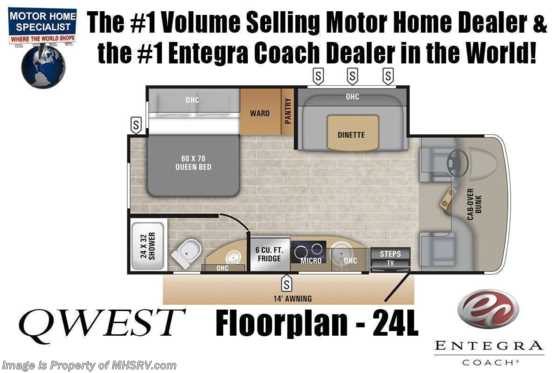 2022 Entegra Coach Qwest 24L W/ Theater Seating Sofa, Diesel Gen, Hydraulic Auto Leveling and More! Floorplan