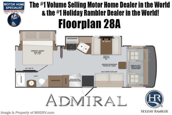2022 Holiday Rambler Admiral 28A W/ Dual A/Cs, Theater Seating, Steering Stabilizer System &amp; More Floorplan