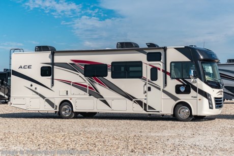 5-21-22 &lt;a href=&quot;http://www.mhsrv.com/thor-motor-coach/&quot;&gt;&lt;img src=&quot;http://www.mhsrv.com/images/sold-thor.jpg&quot; width=&quot;383&quot; height=&quot;141&quot; border=&quot;0&quot;&gt;&lt;/a&gt;  MSRP $182,928. New 2022 Thor Motor Coach A.C.E. Model 33.1 is approximately 34 feet 8 inches in length and rides on Fords new chassis featuring a 7.3L PFI V-8, 350HP, 468 ft. lbs. torque engine, a 6-speed TorqShift&#174; automatic transmission, an updated instrument cluster, automatic headlights and a tilt/telescoping steering wheel. A few additional features include 2 new partial paint exterior options, general d&#233;cor updates throughout, upgraded radio with Apple CarPlay &amp; Android Auto, Serta mattress, LED rear taillights and much more. Options include the beautiful partial paint exterior, solar charging system with power controller, and a single child safety tether. The A.C.E. also features a drop down overhead loft, multiple USB charging ports throughout, Winegard ConnecT Wifi extender + 4G, bedroom TV, exterior entertainment center, attic fans, black tank flush, second auxiliary battery, power side mirrors with integrated side view cameras, a mud-room, roof ladder, generator, electric patio awning with integrated LED lights, stainless steel wheel liners, hitch, valve stem extenders, refrigerator, microwave, water heater, one-piece windshield with &quot;20/20 vision&quot; front cap that helps eliminate heat and sunlight from getting into the drivers vision, cockpit mirrors, slide-out workstation in the dash, floor level cockpit window for better visibility while turning and a &quot;below floor&quot; furnace and water heater helping keep the noise to an absolute minimum and the exhaust away from the kids and pets.  For additional details on this unit and our entire inventory including brochures, window sticker, videos, photos, reviews &amp; testimonials as well as additional information about Motor Home Specialist and our manufacturers please visit us at MHSRV.com or call 800-335-6054. At Motor Home Specialist, we DO NOT charge any prep or orientation fees like you will find at other dealerships. All sale prices include a 200-point inspection, interior &amp; exterior wash, detail service and a fully automated high-pressure rain booth test and coach wash that is a standout service unlike that of any other in the industry. You will also receive a thorough coach orientation with an MHSRV technician, a night stay in our delivery park featuring landscaped and covered pads with full hook-ups and much more! Read Thousands upon Thousands of 5-Star Reviews at MHSRV.com and See What They Had to Say About Their Experience at Motor Home Specialist. WHY PAY MORE? WHY SETTLE FOR LESS?